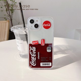 COCA COLA Ốp Điện Thoại Acrylic Chống Sốc Phối Kim Tuyến Nước Cho iPhone 14 13 Mini 12 11 Pro Max X Xr Xs Max 6 7 8 Plus 12Mini Se