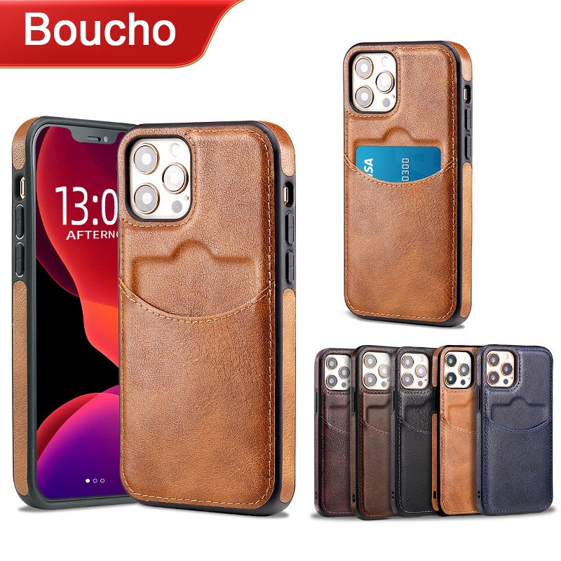 Ốp Điện Thoại Da Chống Sốc Kèm Ngăn Đựng Thẻ Cho iPhone 11 Pro MAX 11ProMAX XS MAX XR XS X 7 8 Plus SE2 SE3 SE 2022 2020