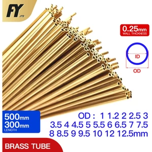 Ống Đồng Thau Dày 0.25mm 300 500mm Chiều Dài OD 1 1.2 1.5 2 2.5 3 3.5 4 4.5 5 5.5 6 6.5 7 7.5 7.7 8 8.5 9 9.5 10 12 12