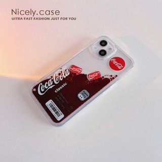 COCA COLA Ốp Điện Thoại Acrylic Chống Sốc Phối Kim Tuyến Nước Cho iPhone 14 13 Mini 12 11 Pro Max X Xr Xs Max 6 7 8 Plus 12Mini Se