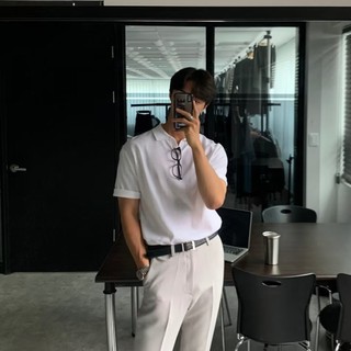 Cao Cấp Nhật Bản Retro Đơn Giản Ngọc Trai POLO Áo Sơ Mi Nam Mùa Hè Dạo Phố Ruffian Đẹp Trai Ve Áo Rời Tay Ngắn Áo Thun Ve Áo Top