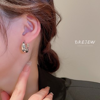 DREJEW Mạ điện Bông tai hình tròn hình học Nhật Bản và Hàn Quốc khí chất bông tai đơn giản bông tai thời trang mới