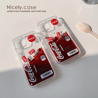 COCA COLA Ốp Điện Thoại Acrylic Chống Sốc Phối Kim Tuyến Nước Cho iPhone 14 13 Mini 12 11 Pro Max X Xr Xs Max 6 7 8 Plus 12Mini Se