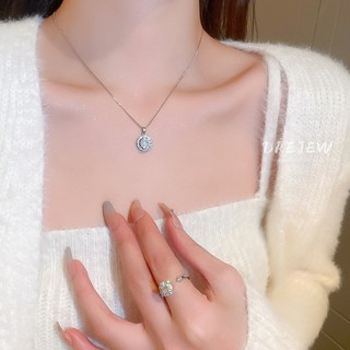 DREJEW Vòng cổ mặt tròn đính đá zircon phong cách Hàn Quốc thời trang cao cấp