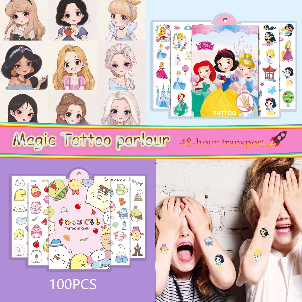 Bộ 100 Hình Xăm Dán Hoạt Hình Disney Princess corner creature Chống ...