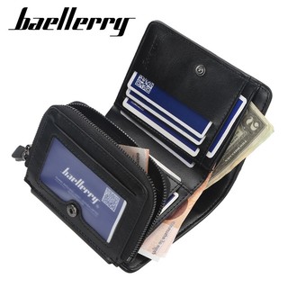 Ví BAELLERRY da PU gập làm ba có khóa kéo thời trang dành cho nam