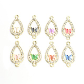 Refined Set 10 Mặt Vòng cổ Hình Bướm Đính Đá Pha Lê Tráng Men Hình Giọt Nước Tự Làm Trang Sức Thời Thượng