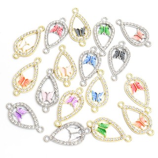 Refined Set 10 Mặt Vòng cổ Hình Bướm Đính Đá Pha Lê Tráng Men Hình Giọt Nước Tự Làm Trang Sức Thời Thượng