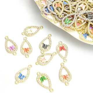 Refined Set 10 Mặt Vòng cổ Hình Bướm Đính Đá Pha Lê Tráng Men Hình Giọt Nước Tự Làm Trang Sức Thời Thượng