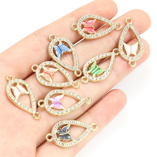 Refined Set 10 Mặt Vòng cổ Hình Bướm Đính Đá Pha Lê Tráng Men Hình Giọt Nước Tự Làm Trang Sức Thời Thượng