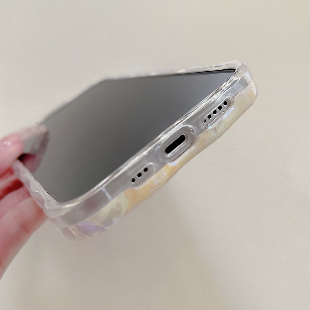 Ốp Điện Thoại TPU Mềm Chống Sốc Họa Tiết Hoa Màu Laser Xanh Dương Thời Trang Cho iPhone 13 Promax 11 12 14 Pro Max