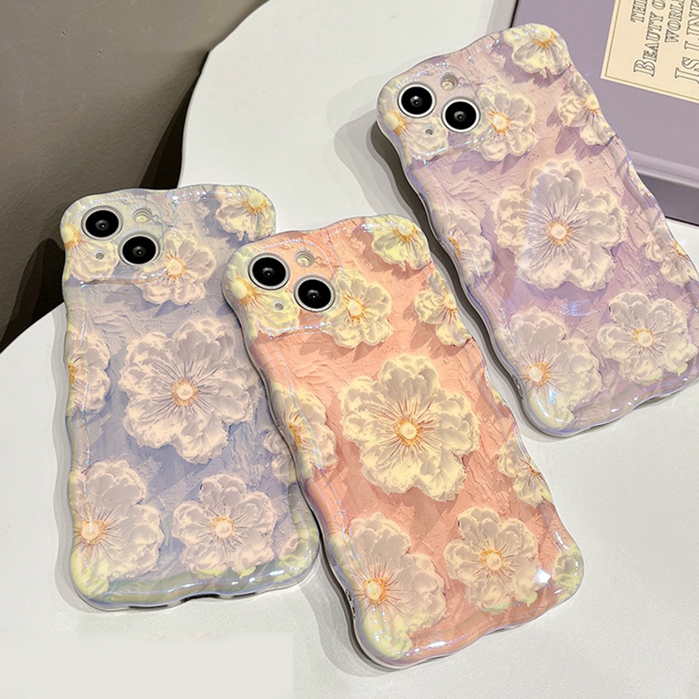 Ốp Điện Thoại TPU Mềm Chống Sốc Họa Tiết Hoa Màu Laser Xanh Dương Thời Trang Cho iPhone 13 Promax 11 12 14 Pro Max