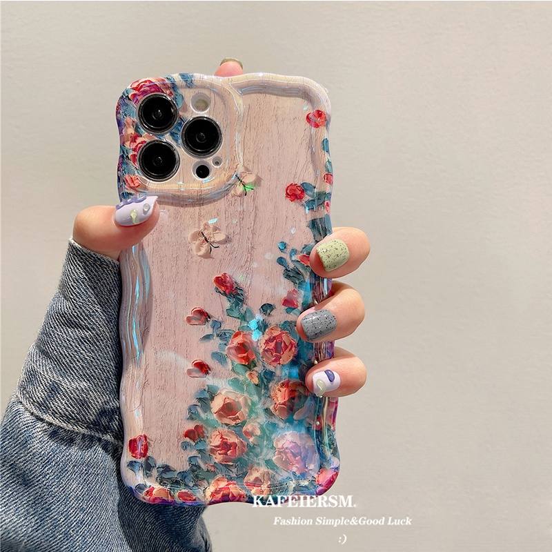 Dành Cho iPhone Air 17 Pro Max Thời Trang Laser Ánh Sáng Xanh Hoa Ốp Lưng Điện Thoại iPhone 14 Pro Max 11 12 13 Pro Max 14Pro 13Pro 15pro Max 15 16 plus Sang Trọng Chống Sốc TPU Mềm