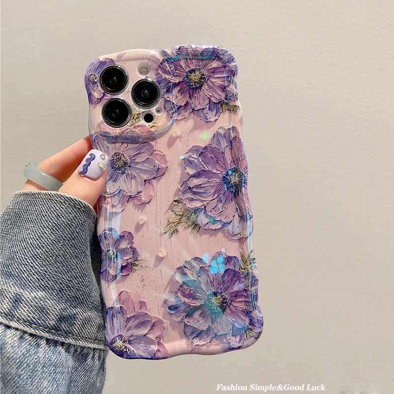 Dành Cho iPhone Air 17 Pro Max Thời Trang Laser Ánh Sáng Xanh Hoa Ốp Lưng Điện Thoại iPhone 14 Pro Max 11 12 13 Pro Max 14Pro 13Pro 15pro Max 15 16 plus Sang Trọng Chống Sốc TPU Mềm