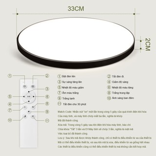 3 màu thông minh đèn trần 220v 30w 40w led có thể điều chỉnh độ sáng trang trí đèn Cho Phòng Khách Nhà Bếp