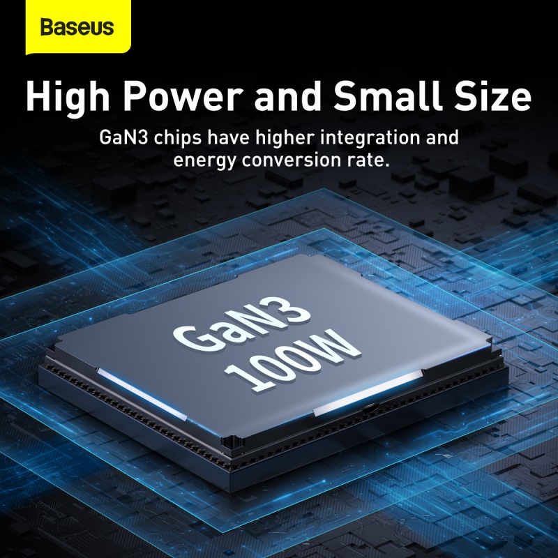 Baseus 100W/65W GaN3 Sạc 2U + 2C Máy Tính Để Bàn Sạc Nhanh 4 Trong 1 Adapter Sạc Điện Thoại