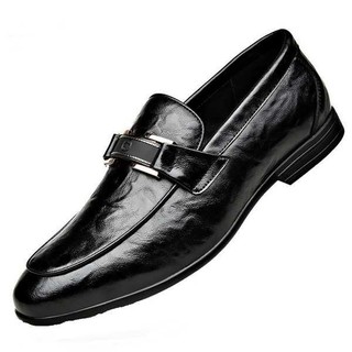 Giày Đậu Hà Lan Nam Da Thật Mùa Thu Nam Giày Da Đen Phù Hợp Với Giày Thể Thao Slip-On Lái Xe Giày Hợp Thời Trang Da Lộn