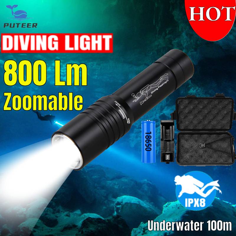Đèn pin nhôm chuyên nghiệp, IP68, chống thấm 50m, sạc được