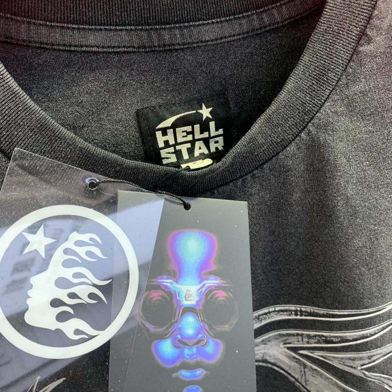 Phong Cách Mới Rửa Retro Đau Khổ Hellstar Rời Cổ Tròn Tay Ngắn