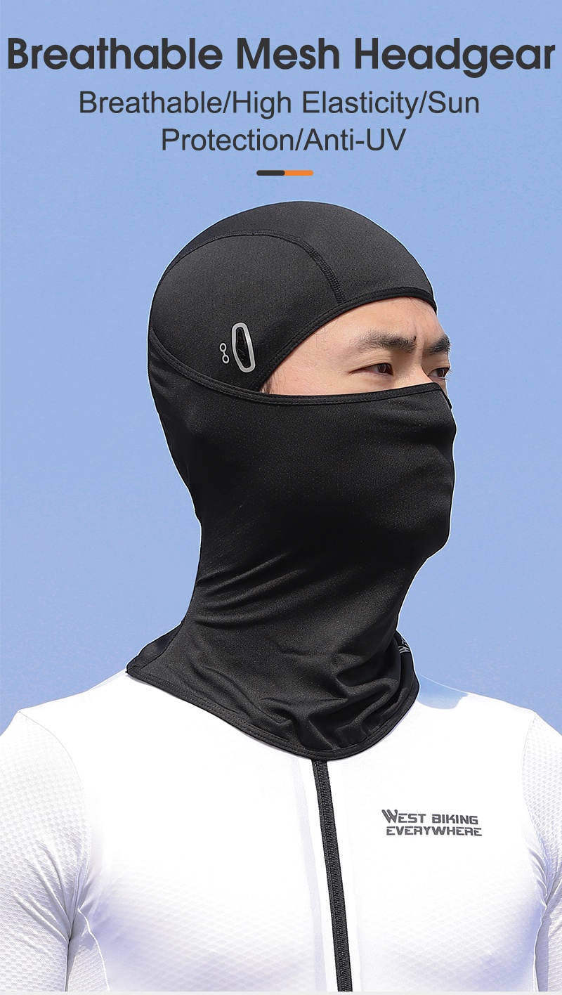 Mô tả WEST BIKING Mặt nạ Balaclava chống tia cực tím thoáng khí có lỗ kính Mặt nạ lụa băng khô nhanh Mũ đội đầu - 1