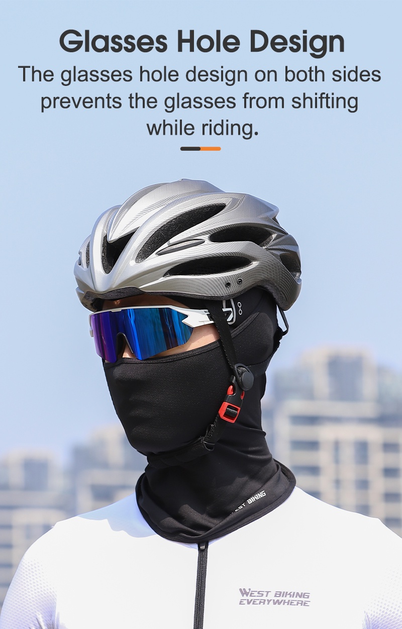 Mô tả WEST BIKING Mặt nạ Balaclava chống tia cực tím thoáng khí có lỗ kính Mặt nạ lụa băng khô nhanh Mũ đội đầu - 7