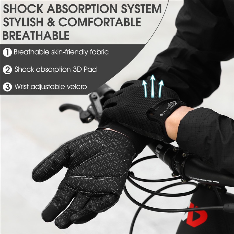 Mô tả Găng tay WEST BIKING thoáng khí lái xe máy đi xe đạp chống trượt thời trang nam - 11