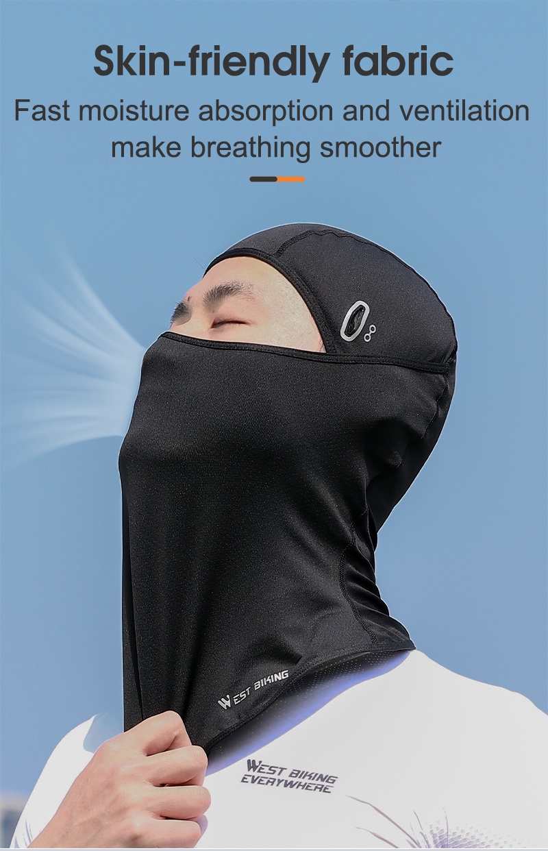 Mô tả WEST BIKING Mặt nạ Balaclava chống tia cực tím thoáng khí có lỗ kính Mặt nạ lụa băng khô nhanh Mũ đội đầu - 4