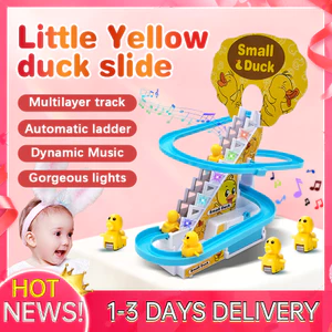 Little Duck Climbing Stairs Track Toy Baby Funny Electronic Educational Toy Light and Music Toy for Kids