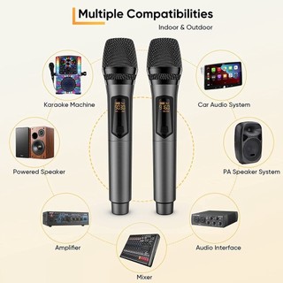 Micro Karaoke Không Dây Đa Năng  DM300 - Sử Dụng Cho Loa Kéo, Vang, Amply, Dàn Karaoke, 2 Tay Míc Sài Pin Sạc 3.7v