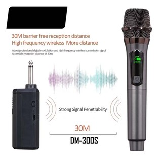 Micro Karaoke Không Dây Đa Năng  DM300 - Sử Dụng Cho Loa Kéo, Vang, Amply, Dàn Karaoke, 2 Tay Míc Sài Pin Sạc 3.7v