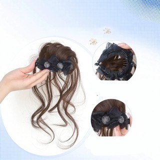 Thời Trang Bé Gái 30CM Kim Cương Giả Tóc Giả Với Đầu Lâu Cao Đầu Nụ Hoa Lông Tơ Hiện Vật Tự Nhiên Tóc Giả Túi Dành Cho Nữ