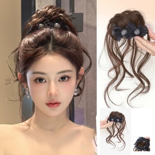 Thời Trang Bé Gái 30CM Kim Cương Giả Tóc Giả Với Đầu Lâu Cao Đầu Nụ Hoa Lông Tơ Hiện Vật Tự Nhiên Tóc Giả Túi Dành Cho Nữ