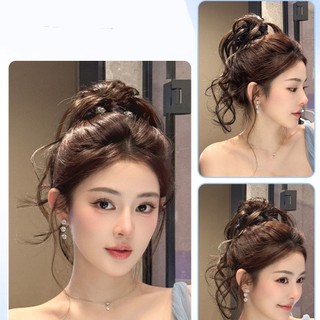 Thời Trang Bé Gái 30CM Kim Cương Giả Tóc Giả Với Đầu Lâu Cao Đầu Nụ Hoa Lông Tơ Hiện Vật Tự Nhiên Tóc Giả Túi Dành Cho Nữ