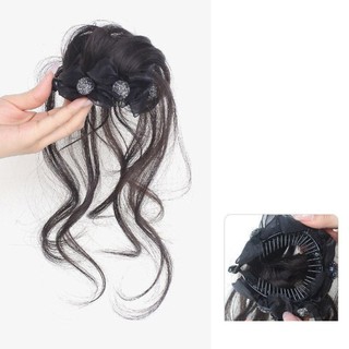 Thời Trang Bé Gái 30CM Kim Cương Giả Tóc Giả Với Đầu Lâu Cao Đầu Nụ Hoa Lông Tơ Hiện Vật Tự Nhiên Tóc Giả Túi Dành Cho Nữ