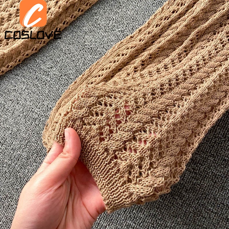 Đầm Dệt Kim Ống Rộng Cổ Buộc Dây Thiết Kế Khoét Rỗng Thời Trang Mùa Hè Quyến Rũ Cho Nữ