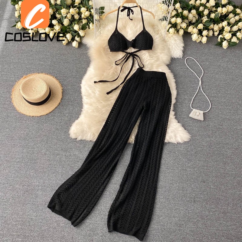 Đầm Dệt Kim Ống Rộng Cổ Buộc Dây Thiết Kế Khoét Rỗng Thời Trang Mùa Hè Quyến Rũ Cho Nữ