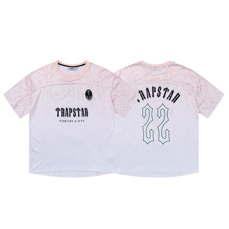 Áo bóng đá Trapstar Monogram màu trắng ngắn tay, phong cách thể thao