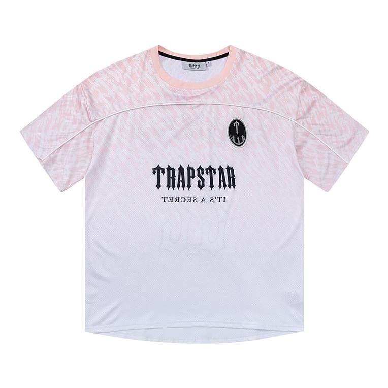 Áo bóng đá Trapstar Monogram màu trắng ngắn tay, phong cách thể thao