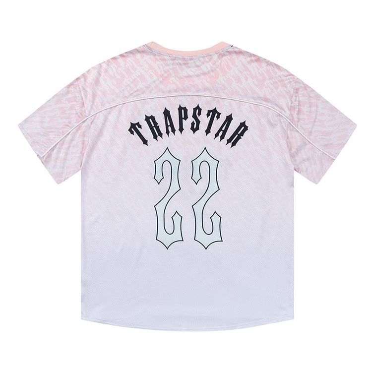 Áo bóng đá Trapstar Monogram màu trắng ngắn tay, phong cách thể thao