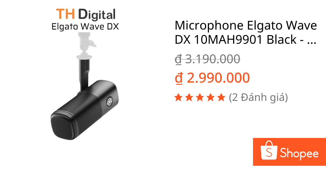 Microphone Elgato Wave DX 10MAH9901 Black – Hàng chính hãng