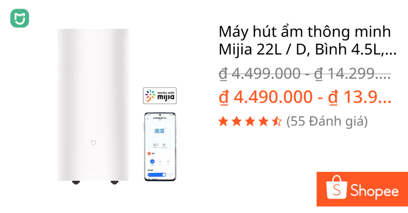 Máy hút ẩm thông minh Mijia 22L / D, Bình 4.5L, Điều khiển ứng dụng Mijia, Độ ồn thấp 35,5dB, Chế độ máy sấy, cho gia đình — ảnh 1