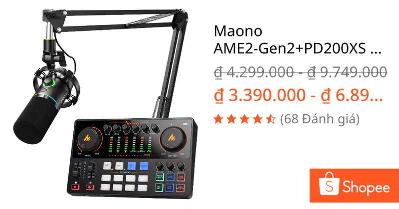Maono AME2-Gen2+PD200XS Podcast Mixer Giao diện âm thanh Card âm thanh với đầu vào XLR kép, nhanh chóng tắt tiếng và giảm tiếng ồn để ghi âm Podcast, phát trực tuyến, YouTube — ảnh 1