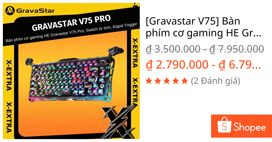 [Gravastar V75] Bàn phím cơ gaming HE Gravastar V75 Pro, Switch từ tính, Rapid Trigger