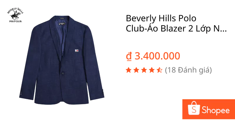 Beverly Hills Polo Club-Áo Blazer 2 Lớp Nam Slim Fit Navy Trơn-BZMSLS23V006 — ảnh 1