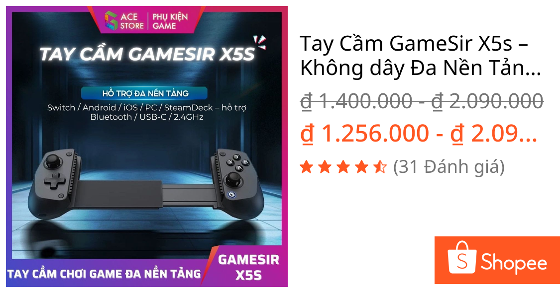 Tay Cầm GameSir X5s – Không dây Đa Nền Tảng, Hall Effect, Gyro 6 Trục, Kẹp Điện Thoại, Switch, PC