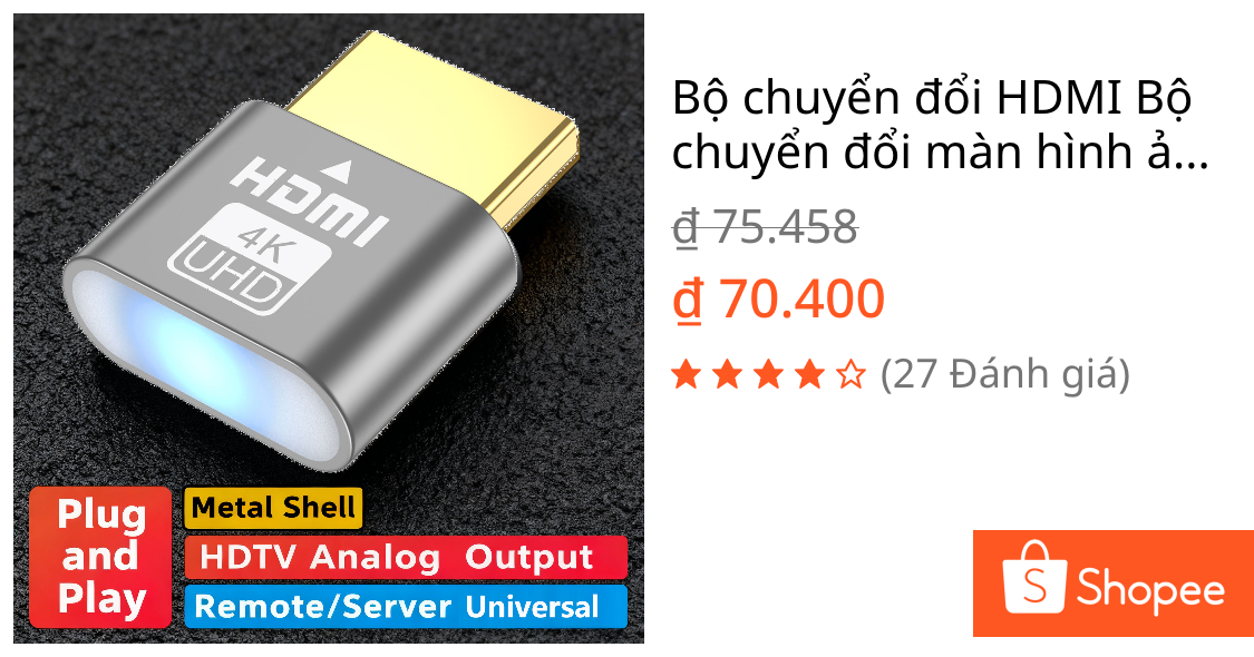 Bộ chuyển đổi HDMI Bộ chuyển đổi màn hình ảo HDMI Thiết bị phát trực tuyến Bộ chuyển đổi màn hình không dây độ phân giải cao HDMI Mô phỏng Bộ chuyển đổi giả lập hdmi sang hdmi
