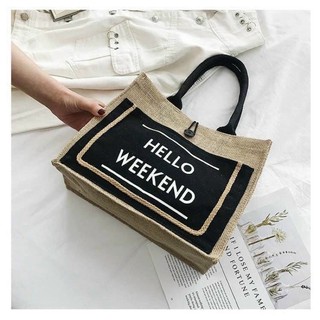 Túi cói Hello cầm tay đeo vai thời trang đi du lịch đi chơi . Túi cói đựng siu nhiều đồ tiện lợi