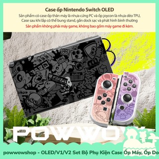 Oled/V1/V2 Set Bộ Phụ Kiện Case Máy, Case Dock, Nút Bọc, Hộp Băng Nintendo Switch Mẫu Splatoon 3 PowT
