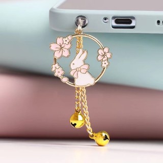 Nút Chống Bụi Cắm Ổ Cắm Điện Thoại Di Động Hình Hoa Anh Đào / Thỏ / Mèo / Chuông Chống Bụi
