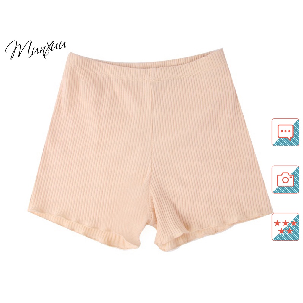 Quần mặc váy MUNXUU vải cotton gân tăm co dãn mềm mịn dáng đùi chống lộ – QV10